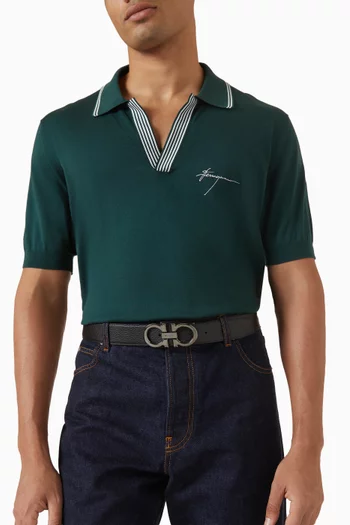 Reversible Gancini Belt in Leather