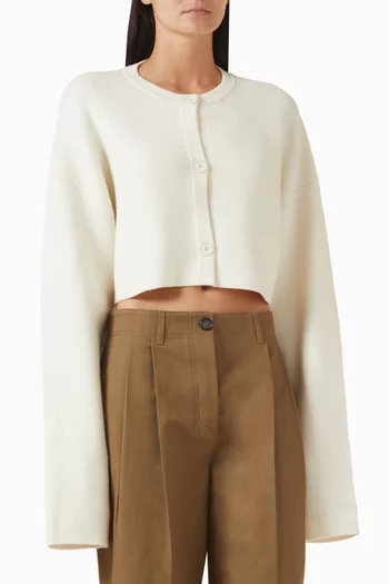 كارديغان بقصة قصيرة وفضفاضة مزيج صوف