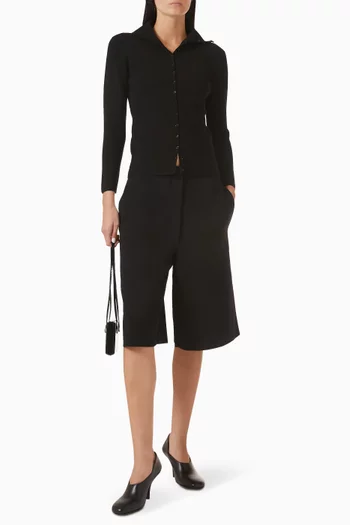 كارديغان بقصة ضيقة وياقة بولو مزيج فيسكوز