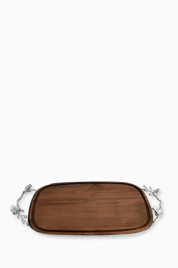 لوح تقديم خبز بتصميم أوركيد أبيض