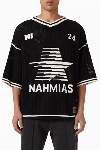 تي شيرت كرة قدم بنقشة نجوم نسيج قطن