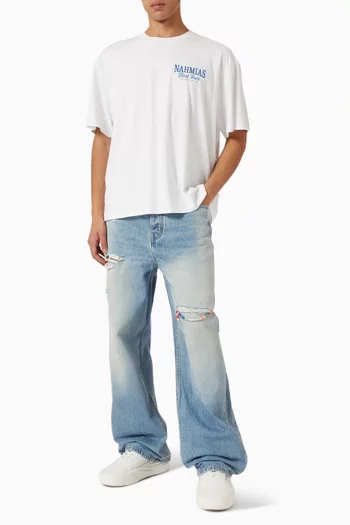 بنطال جينز فريندشب بقصة فضفاضة دينم