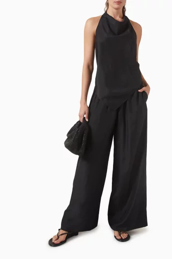 Grid Relaxed Pants in Silk