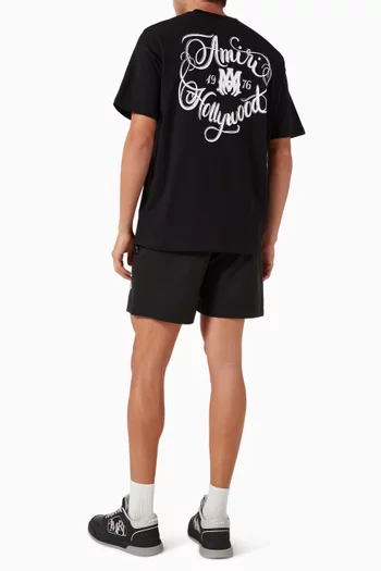 تي شيرت شيت بطبعة Hollywood‏ قطن