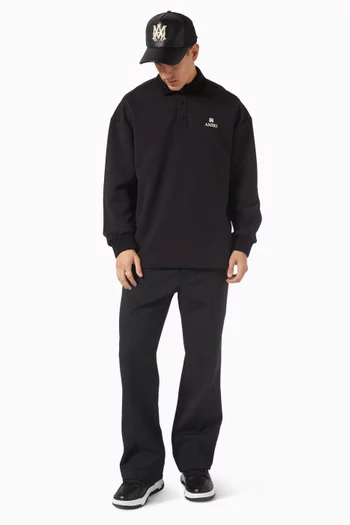 تي شيرت بولو بقصة فضفاضة وحرفي MA مزيج قطن