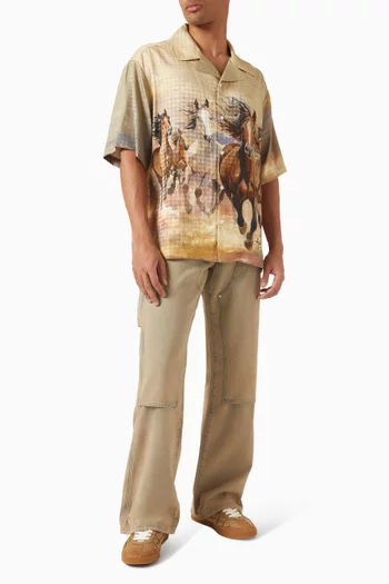 Horses Camp Shirt in Viscose