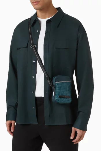 Striped Utility Zip Slim Reporter Bag in Nylon