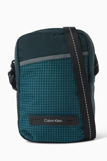 Striped Utility Zip Slim Reporter Bag in Nylon