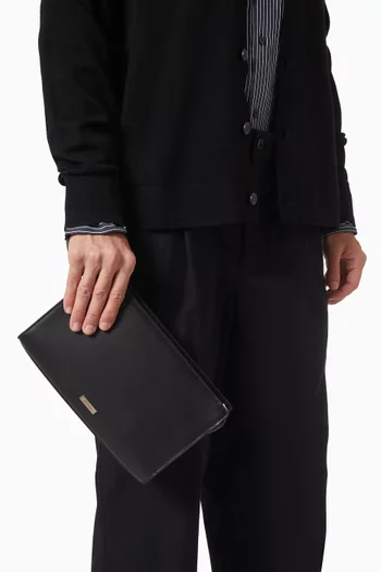 CK Plaque Toiletry Bag in Leather