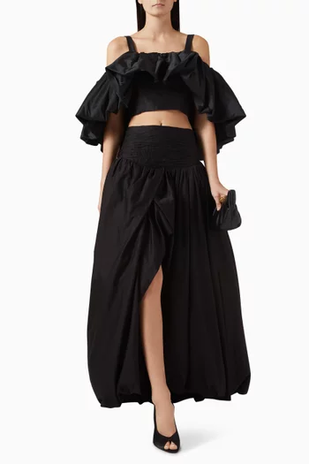 بلوزة رومي قصيرة مزيج كتان