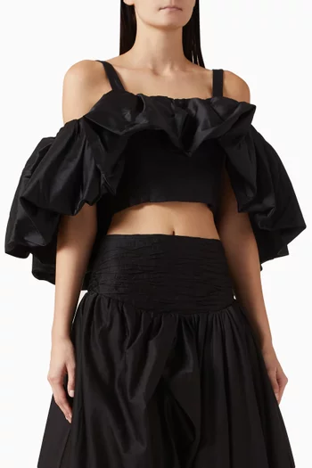 بلوزة رومي قصيرة مزيج كتان