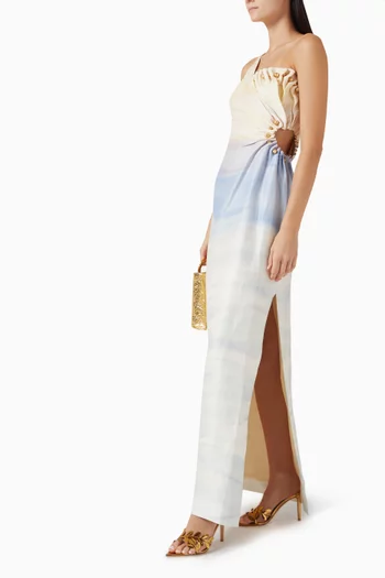 فستان أفالون طويل مزيج كتان