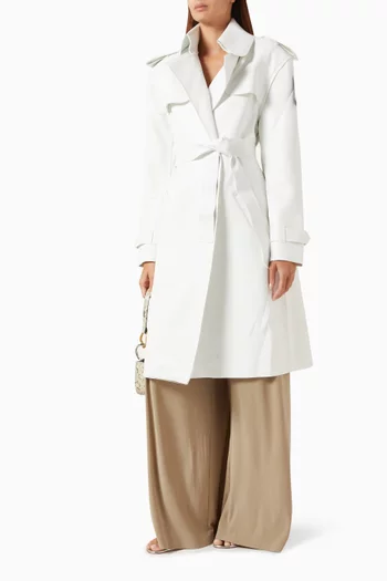 Double Breasted Trench Coat in Vegan Leather