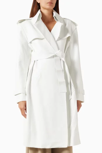 Double Breasted Trench Coat in Vegan Leather