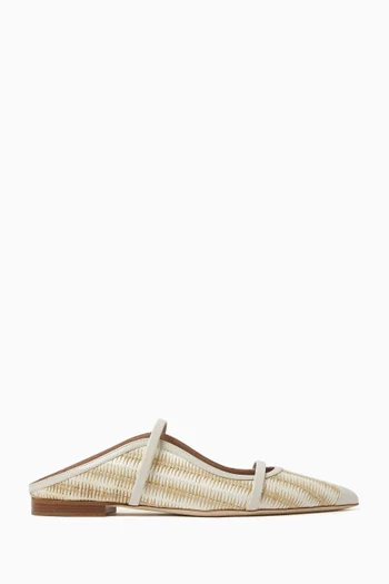 حذاء مورين بكعب مسطح خوص وجلد نابا