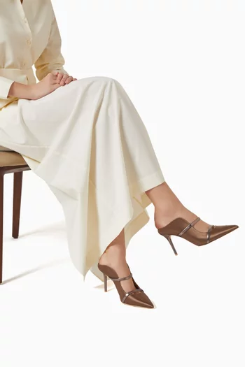 حذاء مورين مفتوح من الخلف بكعب 85 مم ستان وجلد نابا لامع