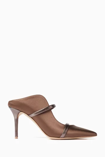 حذاء مورين مفتوح من الخلف بكعب 85 مم ستان وجلد نابا لامع