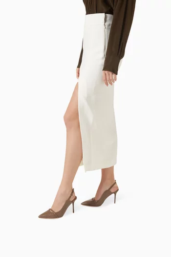 حذاء كلاسيك ماريون بسير خلفي وكعب 85 مم جلد بنقشة جلد الحرباء