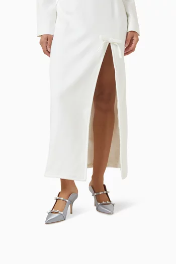 حذاء مورين مفتوح من الخلف ومطرز باللؤلؤ بكعب 70 مم ستان