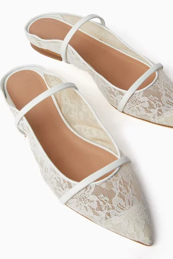 Maureen Flat Mules in Lace & Leather