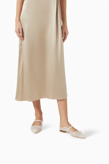 Maureen Flat Mules in Lace & Leather