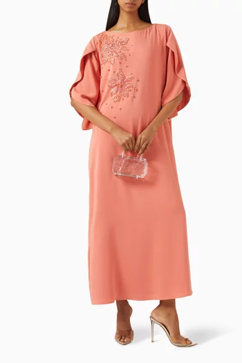 Bead-embellished Kaftan in Crepe