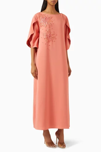 Bead-embellished Kaftan in Crepe