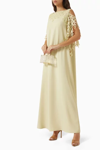 Embellished Cut-out Kaftan in Crepe