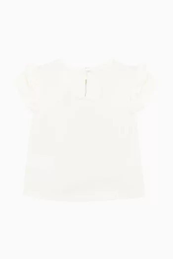 تي شيرت بوني قطن مطرز بزهور