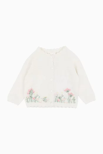 Bonnie Floral-embroidered Cardigan in Cotton-knit