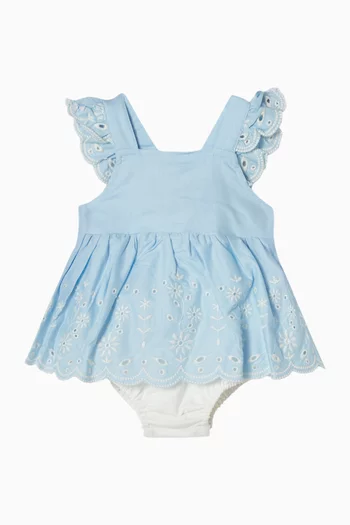 فستان زارا بتطريز إنجليزي قطن