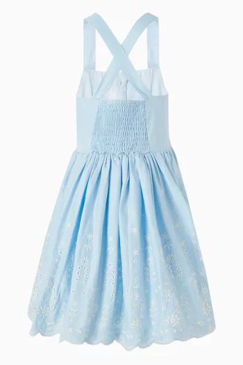 فستان زارا بتطريز إنجليزي قطن