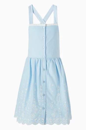 فستان زارا بتطريز إنجليزي قطن