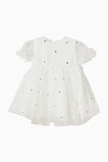 فستان مطرز بالترتر تول