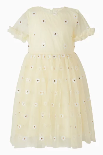 فستان مطرز بالترتر تول