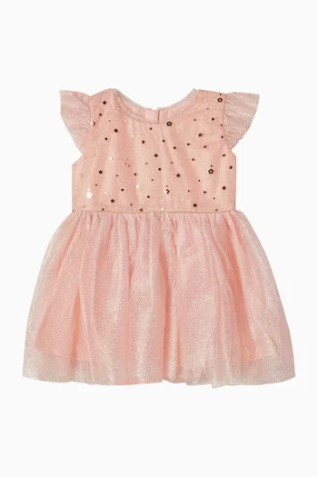 فستان مزين بغليتر تول