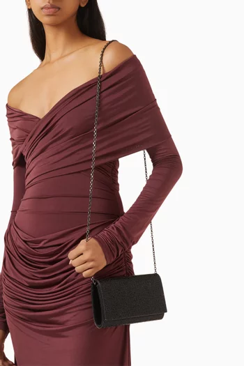 Fizzy Crystal-embellished Clutch in Satin
