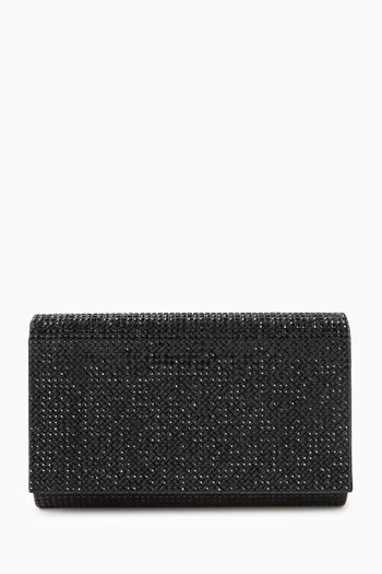 Fizzy Crystal-embellished Clutch in Satin