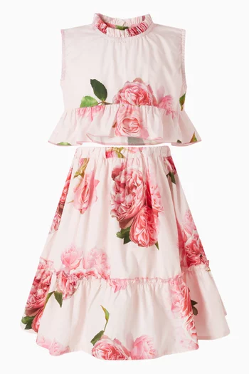 Rose-print Skirt in Cotton