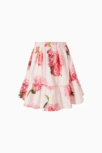 Rose-print Skirt in Cotton