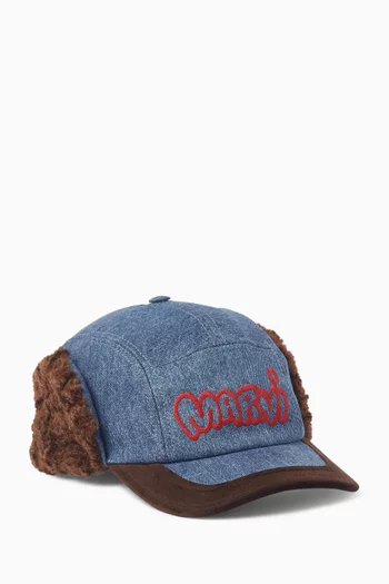 Aviator Baseball Cap in Washed Denim