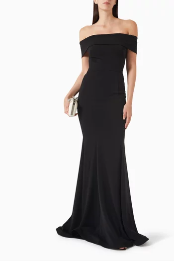 Off-shoulder Mermaid Gown in Crepe