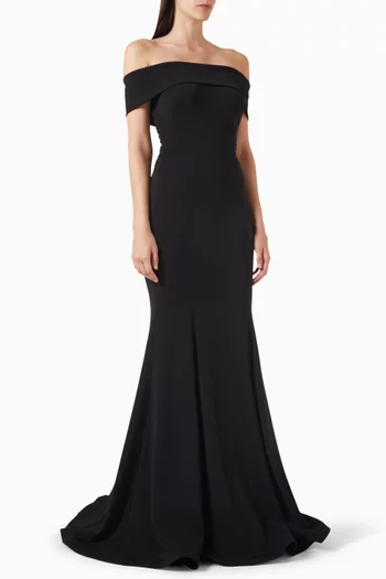 Off-shoulder Mermaid Gown in Crepe