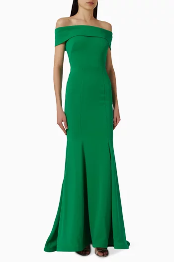 Off-shoulder Mermaid Gown in Crepe
