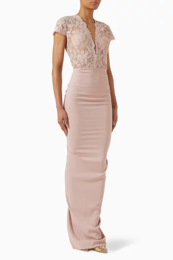 فستان سهرة بفتحة كريب