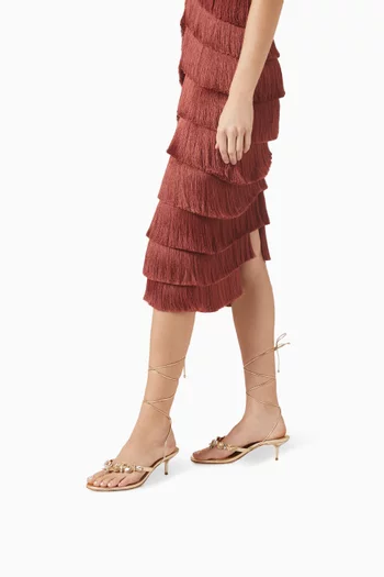 صندل بأربطة مرصع بالكريستال جلد