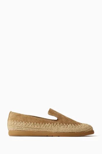 High Summer I Loafers in Suede & Raffia