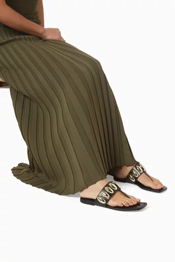 High Summer I Embellished Slippers in Leather