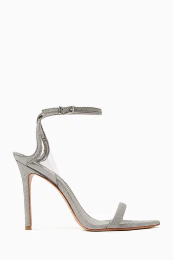 صندل مرصع بالكريستال بكعب 100 مم فينيل وجلد