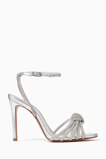 صندل فيستاس I مطرز بكعب 100 مم جلد لامع